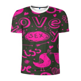 Мужская футболка 3D спортивная с принтом Valentine`s day в Новосибирске, 100% полиэстер с улучшенными характеристиками | приталенный силуэт, круглая горловина, широкие плечи, сужается к линии бедра | love | valentines day | любовь | надписи | паттерн
