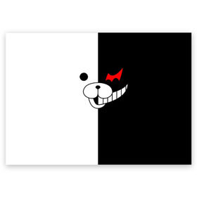 Поздравительная открытка с принтом Monokuma в Новосибирске, 100% бумага | плотность бумаги 280 г/м2, матовая, на обратной стороне линовка и место для марки
 | danganronpa | monokuma | данганронпа