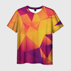 Мужская футболка 3D с принтом Абстракция в Новосибирске, 100% полиэфир | прямой крой, круглый вырез горловины, длина до линии бедер | абстракция | бумага | геометрия | грани | изгиб | линии | оптические | полигоны | полосы | постель | розовый | сочетания | текстура | треугольники