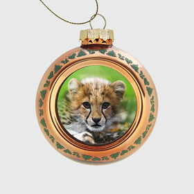 Стеклянный ёлочный шар с принтом Котёнок гепарда в Новосибирске, Стекло | Диаметр: 80 мм | Тематика изображения на принте: гепард | дикая кошка | котёнок | кошка | лев | природа | тигр | хищник | ягуар