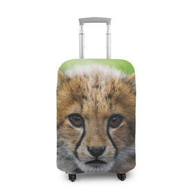Чехол для чемодана 3D с принтом Котёнок гепарда в Новосибирске, 86% полиэфир, 14% спандекс | двустороннее нанесение принта, прорези для ручек и колес | гепард | дикая кошка | котёнок | кошка | лев | природа | тигр | хищник | ягуар