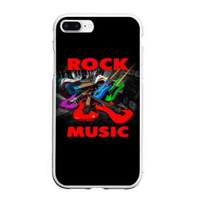 Чехол для iPhone 7Plus/8 Plus матовый с принтом Rock music в Новосибирске, Силикон | Область печати: задняя сторона чехла, без боковых панелей | Тематика изображения на принте: гитара | музыка | рок | рокер | электрогитара