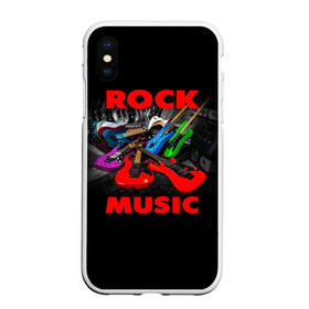 Чехол для iPhone XS Max матовый с принтом Rock music в Новосибирске, Силикон | Область печати: задняя сторона чехла, без боковых панелей | гитара | музыка | рок | рокер | электрогитара