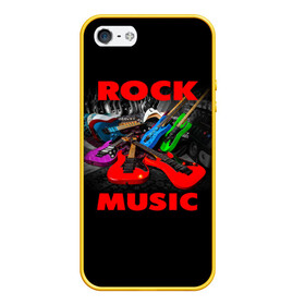 Чехол для iPhone 5/5S матовый с принтом Rock music в Новосибирске, Силикон | Область печати: задняя сторона чехла, без боковых панелей | Тематика изображения на принте: гитара | музыка | рок | рокер | электрогитара