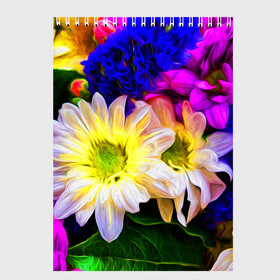 Скетчбук с принтом Райские цветы в Новосибирске, 100% бумага
 | 48 листов, плотность листов — 100 г/м2, плотность картонной обложки — 250 г/м2. Листы скреплены сверху удобной пружинной спиралью | Тематика изображения на принте: color | колорит | лепестки | цвет | цветок | цветочки | цветы