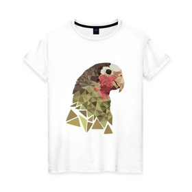 Женская футболка хлопок с принтом Низкополигональный попугай в Новосибирске, 100% хлопок | прямой крой, круглый вырез горловины, длина до линии бедер, слегка спущенное плечо | полигон | попугай