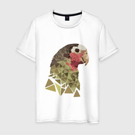 Мужская футболка хлопок с принтом Низкополигональный попугай в Новосибирске, 100% хлопок | прямой крой, круглый вырез горловины, длина до линии бедер, слегка спущенное плечо. | полигон | попугай
