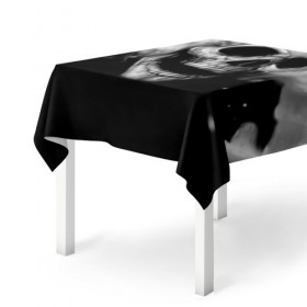 Скатерть 3D с принтом Череп в Новосибирске, 100% полиэстер (ткань не мнется и не растягивается) | Размер: 150*150 см | black and white | fire | skull | монстр | огонь | привидение | череп | чёрно белый