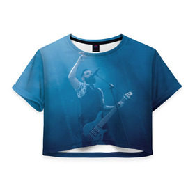 Женская футболка 3D укороченная с принтом Blue в Новосибирске, 100% полиэстер | круглая горловина, длина футболки до линии талии, рукава с отворотами | skillet