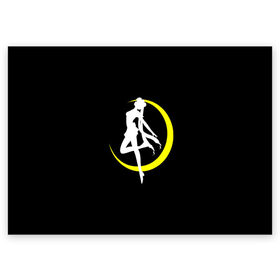Поздравительная открытка с принтом Сейлор Мун в Новосибирске, 100% бумага | плотность бумаги 280 г/м2, матовая, на обратной стороне линовка и место для марки
 | Тематика изображения на принте: logo | moon | девушка | детство | желтый | луна | мультик | мультики | черный