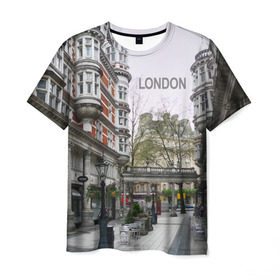 Мужская футболка 3D с принтом Улицы Лондона в Новосибирске, 100% полиэфир | прямой крой, круглый вырез горловины, длина до линии бедер | boulevard | city | england | london | street | united kingdom | англия | бульвар | великобритания | город | лондон | улица
