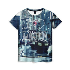 Женская футболка 3D с принтом Улицы Лондона в Новосибирске, 100% полиэфир ( синтетическое хлопкоподобное полотно) | прямой крой, круглый вырез горловины, длина до линии бедер | Тематика изображения на принте: city | england | flag | heart | i | london | love | street | united kingdom | англия | великобритания | город | лондон | люблю | сердце | улица | флаг | я