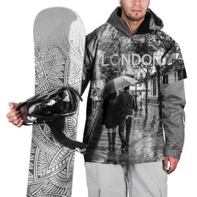 Накидка на куртку 3D с принтом Улицы Лондона в Новосибирске, 100% полиэстер |  | Тематика изображения на принте: англия | бульвар | великобритания | влюбленные | дождь | зонтик | лондон | улица
