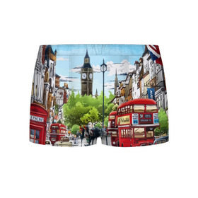 Мужские трусы 3D с принтом Улицы Лондона в Новосибирске, 50% хлопок, 50% полиэстер | классическая посадка, на поясе мягкая тканевая резинка | Тематика изображения на принте: city | england | london | united kingdom | англия | великобритания | город | лондон