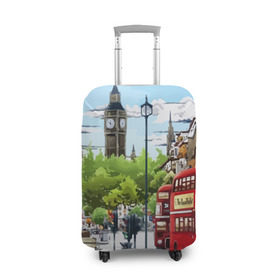 Чехол для чемодана 3D с принтом Улицы Лондона в Новосибирске, 86% полиэфир, 14% спандекс | двустороннее нанесение принта, прорези для ручек и колес | city | england | london | united kingdom | англия | великобритания | город | лондон