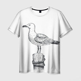Мужская футболка 3D с принтом Чайка в Новосибирске, 100% полиэфир | прямой крой, круглый вырез горловины, длина до линии бедер | вмф | море | моряк | речник | флот | чайка