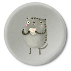 Значок с принтом Cat Love Kill в Новосибирске,  металл | круглая форма, металлическая застежка в виде булавки | animal | beast | cat | feline | kill | kitty | love | meow | взгляд | животное | зверь | кот | котенок | котик | кофе | кошка | любовь | мяу | чай