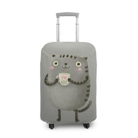 Чехол для чемодана 3D с принтом Cat Love Kill в Новосибирске, 86% полиэфир, 14% спандекс | двустороннее нанесение принта, прорези для ручек и колес | animal | beast | cat | feline | kill | kitty | love | meow | взгляд | животное | зверь | кот | котенок | котик | кофе | кошка | любовь | мяу | чай