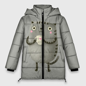 Женская зимняя куртка 3D с принтом Cat Love Kill в Новосибирске, верх — 100% полиэстер; подкладка — 100% полиэстер; утеплитель — 100% полиэстер | длина ниже бедра, силуэт Оверсайз. Есть воротник-стойка, отстегивающийся капюшон и ветрозащитная планка. 

Боковые карманы с листочкой на кнопках и внутренний карман на молнии | Тематика изображения на принте: animal | beast | cat | feline | kill | kitty | love | meow | взгляд | животное | зверь | кот | котенок | котик | кофе | кошка | любовь | мяу | чай