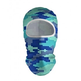 Балаклава 3D с принтом Камуфляж в Новосибирске, 100% полиэстер, ткань с особыми свойствами — Activecool | плотность 150–180 г/м2; хорошо тянется, но при этом сохраняет форму. Закрывает шею, вокруг отверстия для глаз кайма. Единый размер | пиксельный | синий