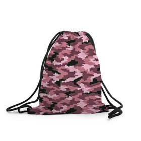 Рюкзак-мешок 3D с принтом Розовый камуфляж в Новосибирске, 100% полиэстер | плотность ткани — 200 г/м2, размер — 35 х 45 см; лямки — толстые шнурки, застежка на шнуровке, без карманов и подкладки | пиксельный
