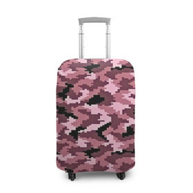 Чехол для чемодана 3D с принтом Розовый камуфляж в Новосибирске, 86% полиэфир, 14% спандекс | двустороннее нанесение принта, прорези для ручек и колес | пиксельный