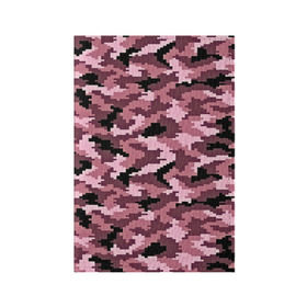 Обложка для паспорта матовая кожа с принтом Розовый камуфляж в Новосибирске, натуральная матовая кожа | размер 19,3 х 13,7 см; прозрачные пластиковые крепления | Тематика изображения на принте: пиксельный