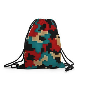 Рюкзак-мешок 3D с принтом Camouflage в Новосибирске, 100% полиэстер | плотность ткани — 200 г/м2, размер — 35 х 45 см; лямки — толстые шнурки, застежка на шнуровке, без карманов и подкладки | камуфляж | пиксельный | разноцветный