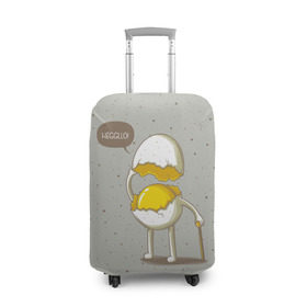 Чехол для чемодана 3D с принтом Яйцо приветствует в Новосибирске, 86% полиэфир, 14% спандекс | двустороннее нанесение принта, прорези для ручек и колес | cook | eat | egg | food | funny | hello | smile | еда | кухня | повар | привет | прикол | смайл | улыбка | яйцо