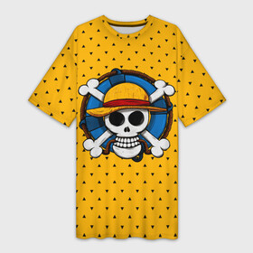 Платье-футболка 3D с принтом One Pirate в Новосибирске,  |  | bone | jack | luffy | ocean | one piece | pirate | sea | skull | treasure | большой куш | брук | джек | клад | луффи | море | нами | океан | пират | робин | санджи | сокровище | флаг | франки | череп