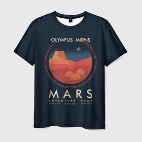 Мужская футболка 3D с принтом Mars Adventure Camp в Новосибирске, 100% полиэфир | прямой крой, круглый вырез горловины, длина до линии бедер | cosmos | earth | galaxy | mars | moon | planet | space | stars | вселенная | галактика | звезды | земля | космос | луна | марс | планета