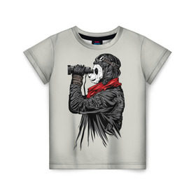 Детская футболка 3D с принтом Панда танкист в Новосибирске, 100% гипоаллергенный полиэфир | прямой крой, круглый вырез горловины, длина до линии бедер, чуть спущенное плечо, ткань немного тянется | animal | bear | beast | panda | tank | war | война | животное | зверь | игра | медведь | панда | танк