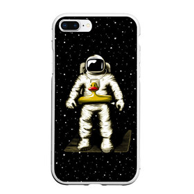 Чехол для iPhone 7Plus/8 Plus матовый с принтом Космонавт с уточкой в Новосибирске, Силикон | Область печати: задняя сторона чехла, без боковых панелей | астронавт | ванна | галактика | звезды | космонавт | планета | утка | уточка