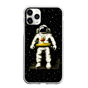 Чехол для iPhone 11 Pro матовый с принтом Космонавт с уточкой в Новосибирске, Силикон |  | астронавт | ванна | галактика | звезды | космонавт | планета | утка | уточка