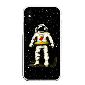 Чехол для iPhone XS Max матовый с принтом Космонавт с уточкой в Новосибирске, Силикон | Область печати: задняя сторона чехла, без боковых панелей | Тематика изображения на принте: астронавт | ванна | галактика | звезды | космонавт | планета | утка | уточка