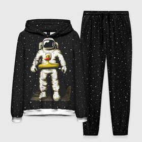 Мужской костюм 3D (с толстовкой) с принтом Космонавт с уточкой в Новосибирске,  |  | Тематика изображения на принте: астронавт | ванна | галактика | звезды | космонавт | планета | утка | уточка