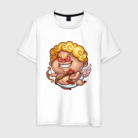 Мужская футболка хлопок с принтом Злой Купидон 2 в Новосибирске, 100% хлопок | прямой крой, круглый вырез горловины, длина до линии бедер, слегка спущенное плечо. | Тематика изображения на принте: амур | валентин | купидон | стрелы