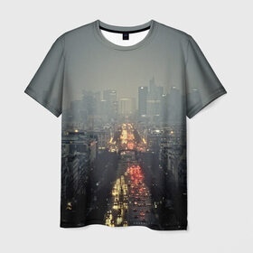 Мужская футболка 3D с принтом Ночной город в Новосибирске, 100% полиэфир | прямой крой, круглый вырез горловины, длина до линии бедер | Тематика изображения на принте: город | пейзаж