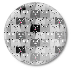 Значок с принтом Котейки в Новосибирске,  металл | круглая форма, металлическая застежка в виде булавки | Тематика изображения на принте: котейки | коты | кошки