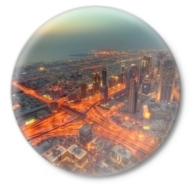 Значок с принтом Арабские Эмираты в Новосибирске,  металл | круглая форма, металлическая застежка в виде булавки | город | пейзаж