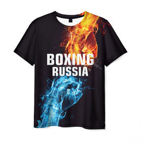 Мужская футболка 3D с принтом Boxing Russia в Новосибирске, 100% полиэфир | прямой крой, круглый вырез горловины, длина до линии бедер | boxing | boxing russia | russia | бокс | единоборства | россия | спорт