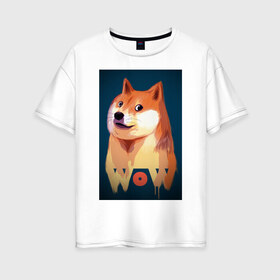 Женская футболка хлопок Oversize с принтом Wow Doge в Новосибирске, 100% хлопок | свободный крой, круглый ворот, спущенный рукав, длина до линии бедер
 | 