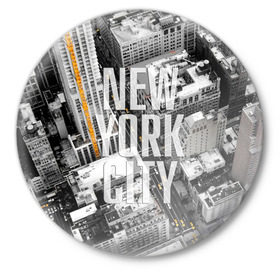 Значок с принтом Улицы Нью-Йорка в Новосибирске,  металл | круглая форма, металлическая застежка в виде булавки | buildings | cars | city | height | new york | skyscrapers | street | taxis | united states of america | usa | высота | город | здания | машины | нью йорк | соединенные штаты америки | сша | такси | улица