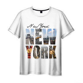 Мужская футболка 3D с принтом Улицы Нью-Йорка в Новосибирске, 100% полиэфир | прямой крой, круглый вырез горловины, длина до линии бедер | new | us | york | город | соединенные штаты америки | сша