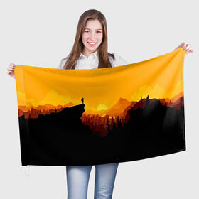 Флаг 3D с принтом FIREWATCH в Новосибирске, 100% полиэстер | плотность ткани — 95 г/м2, размер — 67 х 109 см. Принт наносится с одной стороны | закат | файрвотч