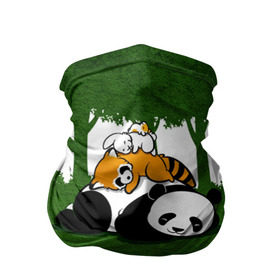 Бандана-труба 3D с принтом Милая панда в Новосибирске, 100% полиэстер, ткань с особыми свойствами — Activecool | плотность 150‒180 г/м2; хорошо тянется, но сохраняет форму | Тематика изображения на принте: большая | джунгли | енот | зайка | милая | панда | пушистая
