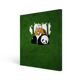 Холст квадратный с принтом Милая панда в Новосибирске, 100% ПВХ |  | Тематика изображения на принте: большая | джунгли | енот | зайка | милая | панда | пушистая