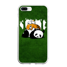 Чехол для iPhone 7Plus/8 Plus матовый с принтом Милая панда в Новосибирске, Силикон | Область печати: задняя сторона чехла, без боковых панелей | большая | джунгли | енот | зайка | милая | панда | пушистая