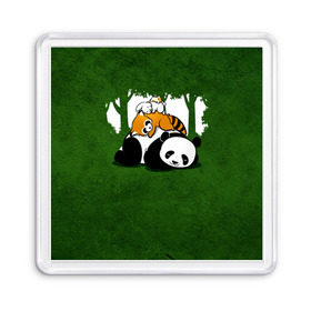 Магнит 55*55 с принтом Милая панда в Новосибирске, Пластик | Размер: 65*65 мм; Размер печати: 55*55 мм | Тематика изображения на принте: большая | джунгли | енот | зайка | милая | панда | пушистая