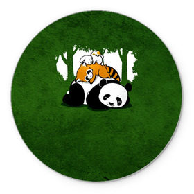 Коврик круглый с принтом Милая панда в Новосибирске, резина и полиэстер | круглая форма, изображение наносится на всю лицевую часть | Тематика изображения на принте: большая | джунгли | енот | зайка | милая | панда | пушистая
